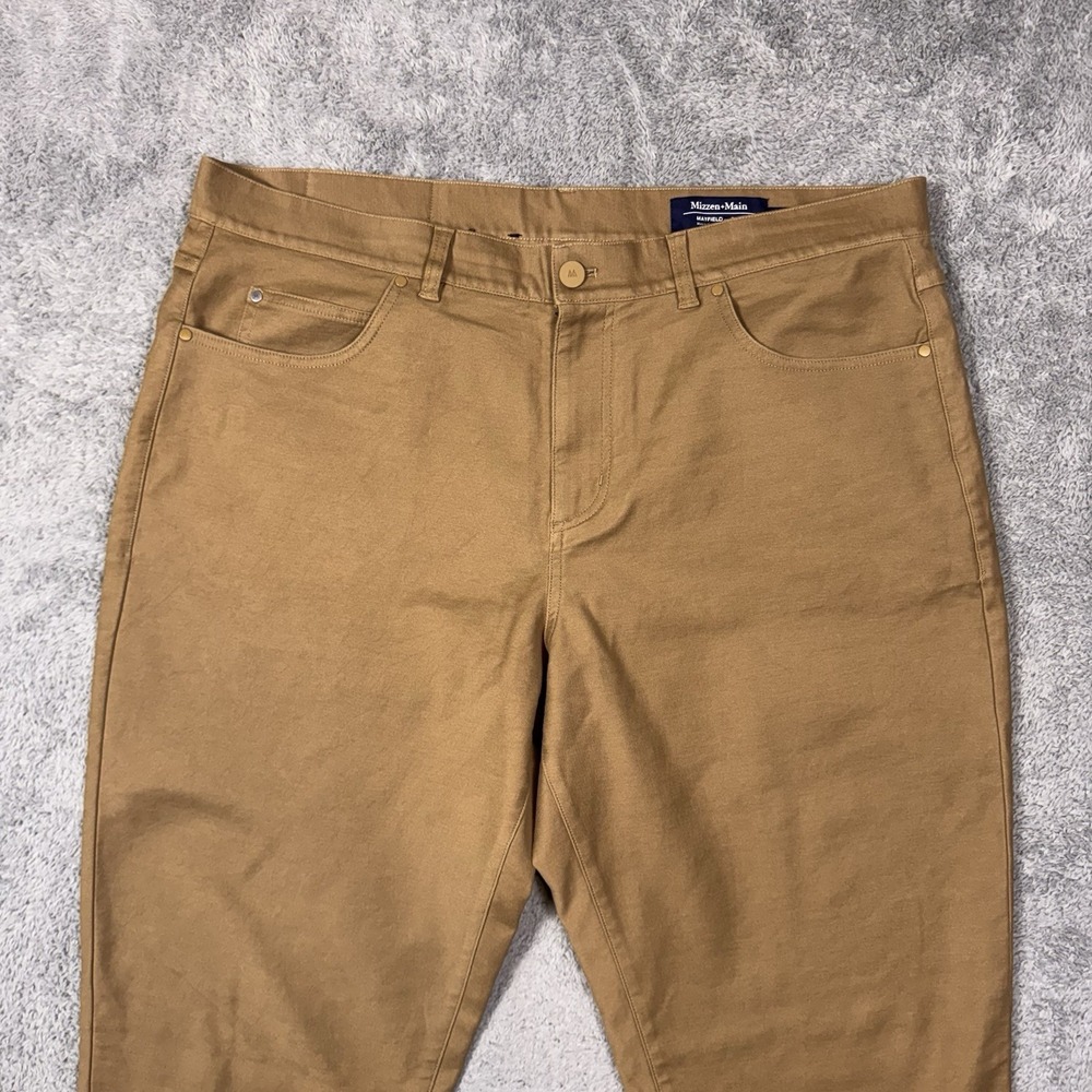 Mizzen + Main Pants Mens 38x31 Mayfield 5 Pocket Mocha Brushed Twill $168 - Picture 4 of 16